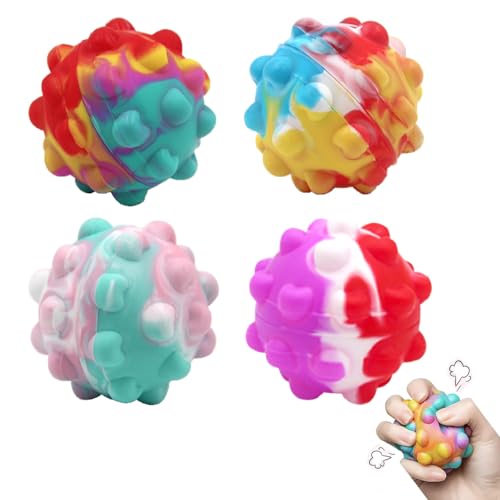 4 Stück Stressball Kinder, Wutball für Kinder, Knautschball, Stressbälle, Antistressball, Stressball Erwachsene, Anti Stress Bälle, Push Bubble Sensorisches Squeeze Spielzeug ﻿ von ARROMI