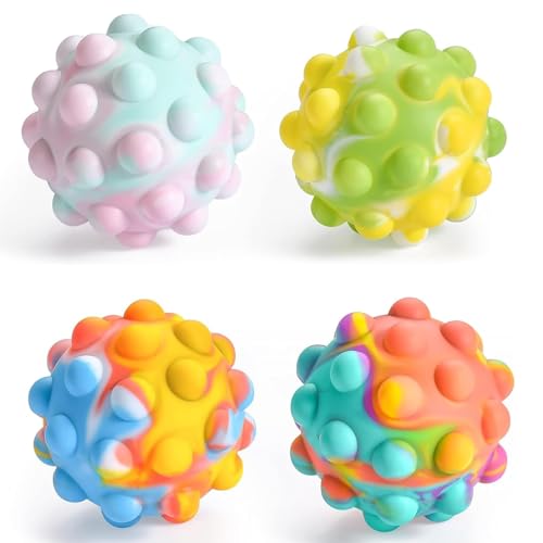 4 Stück Wutball für Kinder, Stressball Kinder, Knautschball Kinder, Anti Stress bälle, Antistressball Kinder, Anti Stress Spielzeug, Push Bubble Sensorisches Squeeze Spielzeug von ARROMI