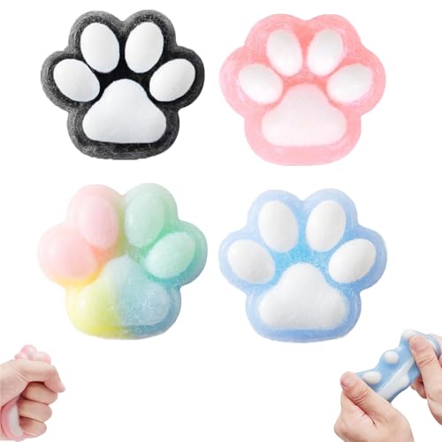 Fufu Squishy Katzenpfoten, Squishy, Katzenpfotenspielzeug, Quetschspielzeug in Form einer Katzenpfote, Anti-Stress-Spielzeug für Kinder und Erwachsene, 4 Stück von ARROMI