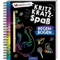 ARSEDITION 134105 Kritzkratz-Spaß Regenbogen: Kreativer Kratzelspaß mit Malideen und Holzstift von ARS EDITION