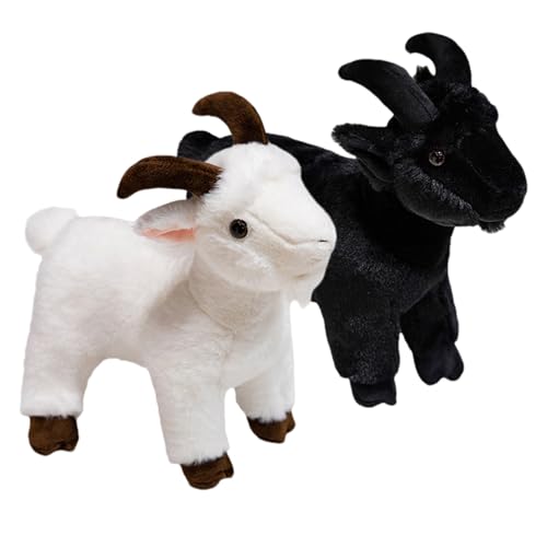 ARSBORUI Ziege Plüschtier 30 cm Ziege Kuscheltier Realistische Ziege Stofftier Kaw-aii Goat Plüschfigur Weich Ziege Plüsch Spielzeug Ziege Plushie Geschenk für Kinder Erwachsene (2 Stück) von ARSBORUI