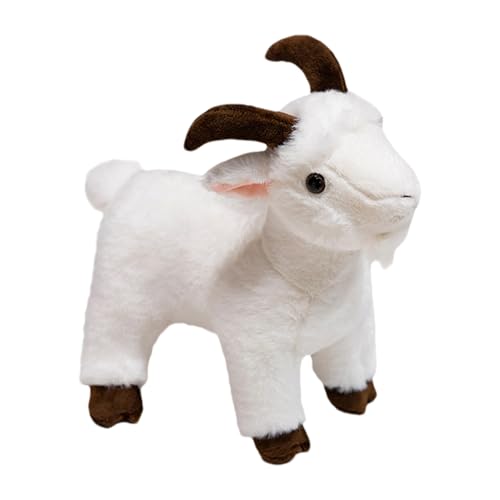 ARSBORUI Ziege Plüschtier 30 cm Ziege Kuscheltier Realistische Ziege Stofftier Kaw-aii Goat Plüschfigur Weich Ziege Plüsch Spielzeug Ziege Plushie Geschenk für Kinder Erwachsene (Weiß) von ARSBORUI