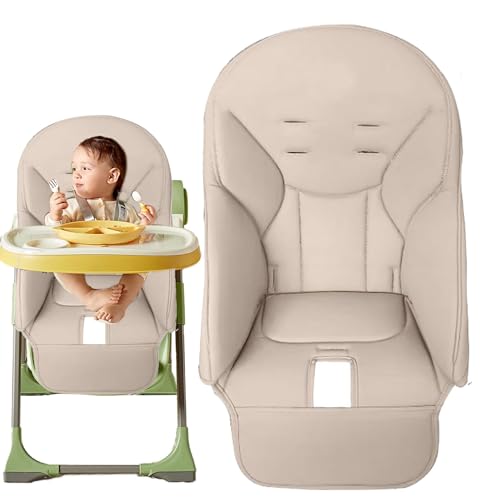 Baby Hochstuhl Kissenbezug, Baby Hochstuhl Sitzbezüge, Baby Esszimmerstuhl Sitzkissen PU-Leder Hochstuhl Sitzauflage Universeller Ersatzbezug Für Peg Perego,Siesta Zero3,Baoneo, Kosmic Jané (Beige) von ARSBORUI