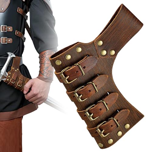 Schwerthalter Mittelalter Retro Schwertgürtel Verstellbar Aus Leder Schwertgürtelhalter Vintage Ritter Scheide für Wikinger Kostüm Cosplay Halloween Cosplay (Braun) von ARSBORUI