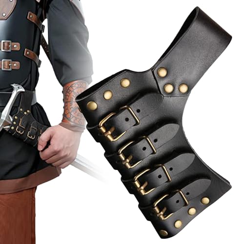 Schwerthalter Mittelalter Retro Schwertgürtel Verstellbar Aus Leder Schwertgürtelhalter Vintage Ritter Scheide für Wikinger Kostüm Cosplay Halloween Cosplay (Schwarz) von ARSBORUI