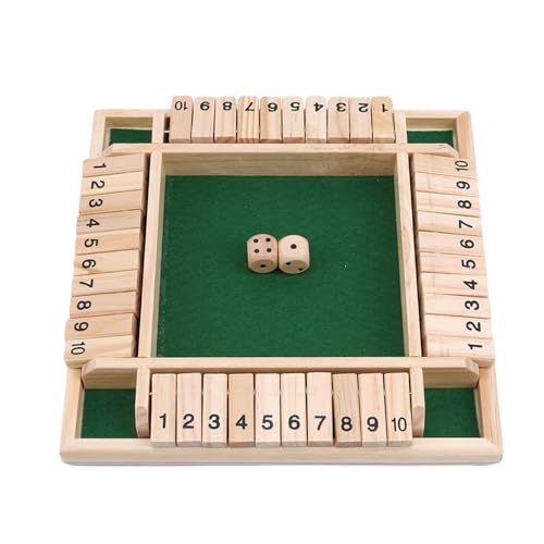 ARTGHJL 4-Spieler Shut The Box Spiel, Holz Brettspiel, Wooden Table Game Classic Dice Board Toy, Würfelspiel Holz Mathematik Lernspielzeug, Klappbrett WüRfelspiel für Zuhause (Grün) von ARTGHJL