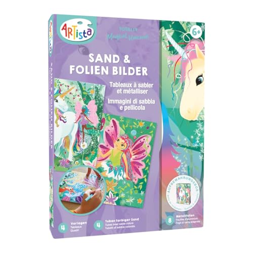 ARTISTA 9301921 Bastelset Glitzer- und Folienbilder Einhorn, DIY-Kit für Kinder, Kreativset in praktischer Aufbewahrungsbox von ARTISTA