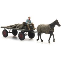 ARTITEC 387.276 H0 Kohlenwagen mit Pferd - Resin Fertigmodell von ARTITEC