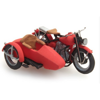 ARTITEC 387.29 H0 Motorrad US Liberator rot mit Beiwagen Resin Fertigmodell von ARTITEC