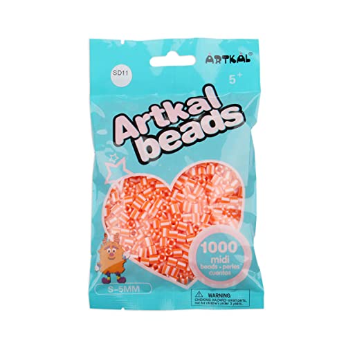 ARTKAL® Midi 5 mm Bügelperlen Beads / 1000 Stück / SD11 Gestreift Orange-White von ARTKAL