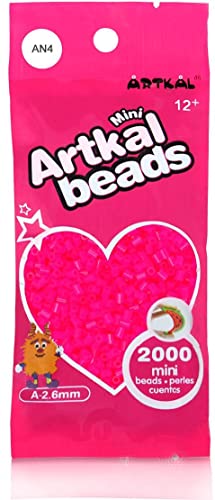 ARTKAL® Mini A Soft 2,6 mm Bügelperlen Beads / 2000 Stück / AN4 NEON PINK Steckperlen von ARTKAL