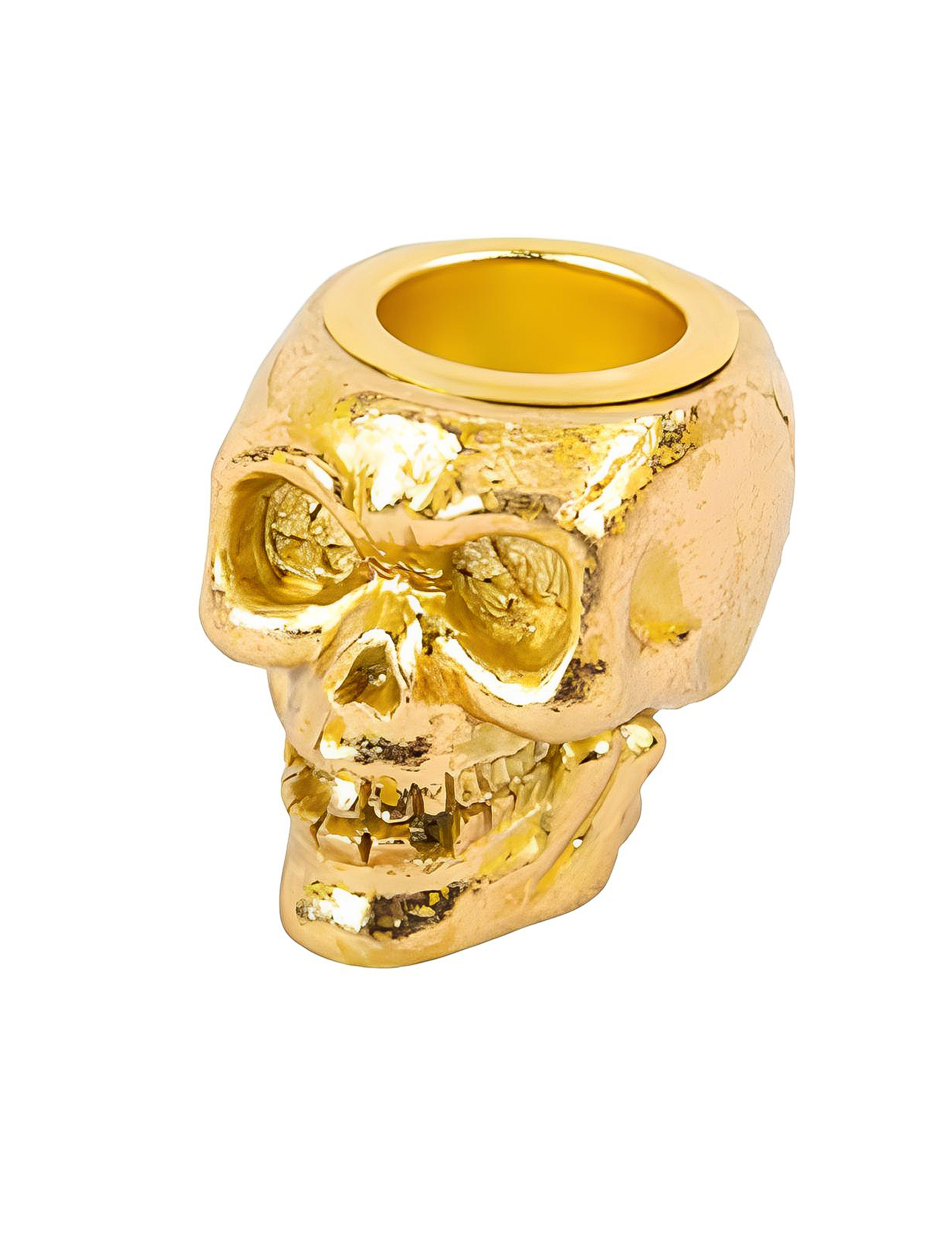 Edler Totenkopf-Kerzenhalter Partydeko Halloweendeko gold 4x4cm von ARTYFETES