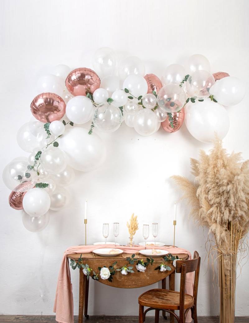 Eukalyptus Ballonbogen-Set mit 70 Ballons rosegold von ARTYFETES