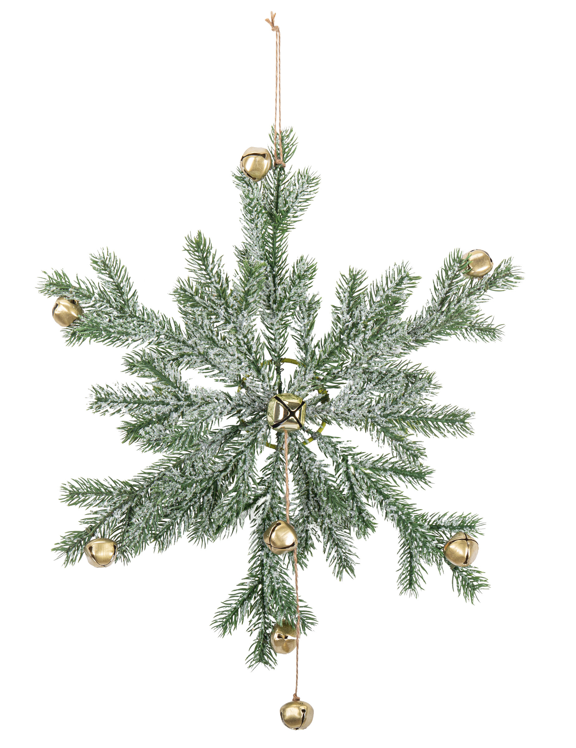 Schneeflocke aus Tannenzweigen Weihnachtsdeko grün-goldfarben 48 cm von ARTYFETES