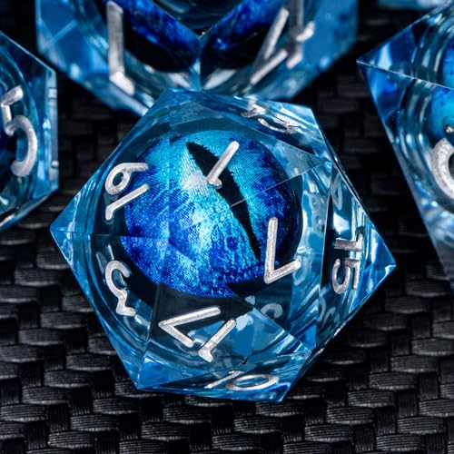 ARUOHHA Blue Dragon Eye Dice DND-Würfel-Set, flüssiger Kern, Harz, scharfe Kanten, mit Geschenkbox, Dungeons and Dragons, polyedrische D&D-Würfel, handgefertigt, Rollenspiel, D- und D-Würfel-Set, D20, von ARUOHHA