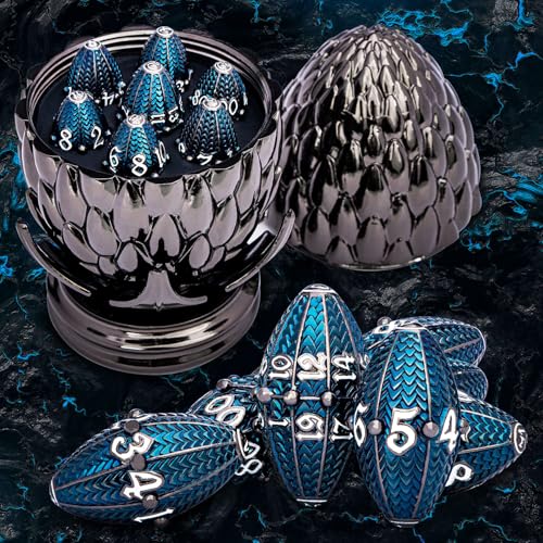 ARUOHHA DND Metall Würfel Schwarz Blau Drachen Ei Würfel mit Rotierender Dracheneischale, Kompatibel mit D&D RPG Rollenspiel, Dungeons Polyedrisches D und D Würfelset D20 D12 D10 D8 D6 D4 ARUOHHA DND Metall Würfel Schwarz Blau Drachen Ei Würfel mit Rotierender Dracheneischale, Kompatibel mit D&D RPG Rollenspiel, Dungeons Polyedrisches D und D Würfelset D20 D12 D10 D8 D6 D4 von ARUOHHA
