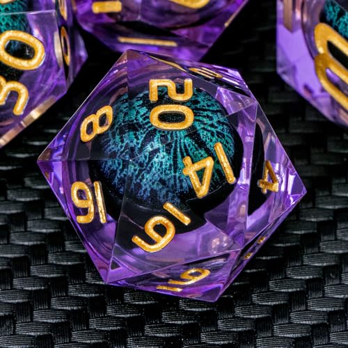 ARUOHHA Dragon Eye DND-Würfel-Set, violett-grün, Kunstharz, scharfe Kanten, RPG-Rollenspiel, polyedrisches D- und D-Würfelset mit flüssigem Kern, D20, D12, D10, D8, D6, D4 ARUOHHA Dragon Eye DND-Würfel-Set, violett-grün, Kunstharz, scharfe Kanten, RPG-Rollenspiel, polyedrisches D- und D-Würfelset mit flüssigem Kern, D20, D12, D10, D8, D6, D4 von ARUOHHA