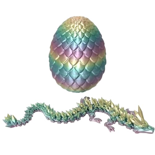 ARVALOLET 3D-Gedruckter Drache im Ei, voll beweglicher Drache, 8,7 Zoll beweglicher Drache mit Ei, Kristalldrache, Zappel-Sammelfiguren for Heimdekoration, Chefbüro, Auto, Schreibtisch von ARVALOLET