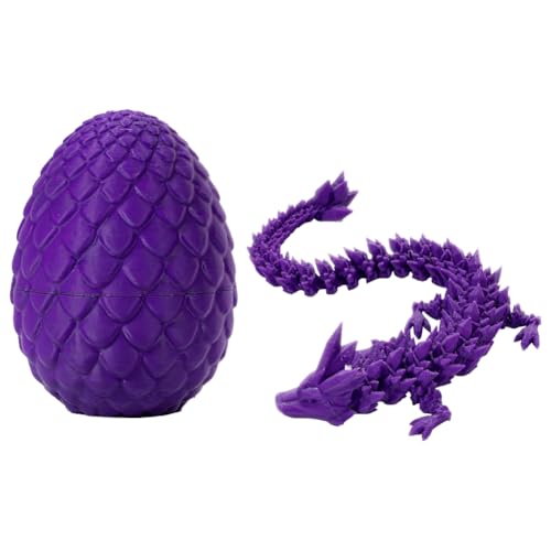 ARVALOLET 3D-Gedruckter Drache im Ei, voll beweglicher Drache, 8,7 Zoll beweglicher Drache mit Ei, Kristalldrache, Zappel-Sammelfiguren for Heimdekoration, Chefbüro, Auto, Schreibtisch von ARVALOLET