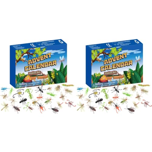 ARVALOLET Adventskalender 2024 mit 24 Mini-Insekten Spielzeugen Kinder Insektenweihnachten 24 Tage Blindbox von ARVALOLET