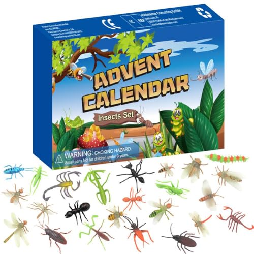 ARVALOLET Adventskalender 2024 mit 24 Mini-Insekten Spielzeugen Kinder Insektenweihnachten 24 Tage Blindbox von ARVALOLET