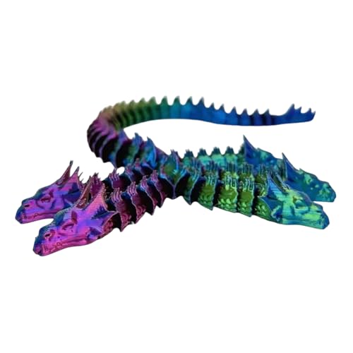 ARVALOLET Drachen-Schreibtischspielzeug, fünfköpfige Drachenfigur mit flexiblen Gelenken, 3D-Gedruckter Kristalldrache, Heimbüro-Dekoration, Geburtstagsgeschenk für Jungen von ARVALOLET