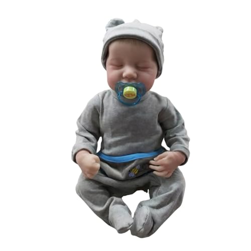 ARVALOLET Lebensechte wiedergeborene Babypuppen, realistische Neugeborene, Babypuppen, geschlossene Augen, Silikon-Neugeborenenpuppe mit Schnuller, 40,6 cm, für Kinder und Kleinkinder von ARVALOLET