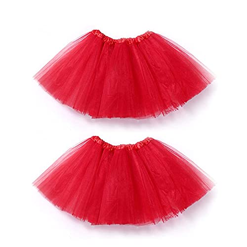 ASAHEL Tutus für Damen, Tüllröcke, 5-lagig, Blasen-Rock, Erwachsenen-Tutu, Halloween-Kostüme, klassisches Kawaii-Kleid für Damen, 2 Stück rot, Einheitsgröße von ASAHEL