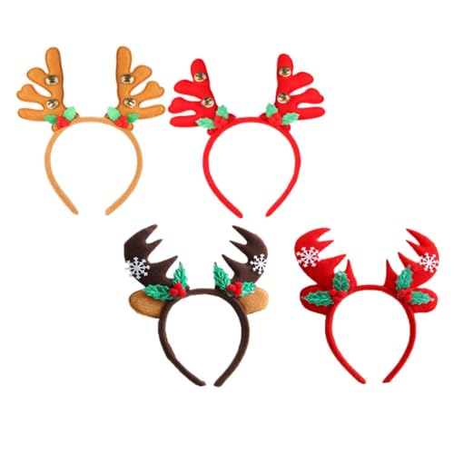 ASAKKURA 4er Set Weihnachts Rentier Geweih Haarreif Mit Antlers Festliches Haaraccessoire Für Partys Karneval Und Cosplay Und Ideal Für Weihnachtsfeiern Und Mottopartys von ASAKKURA