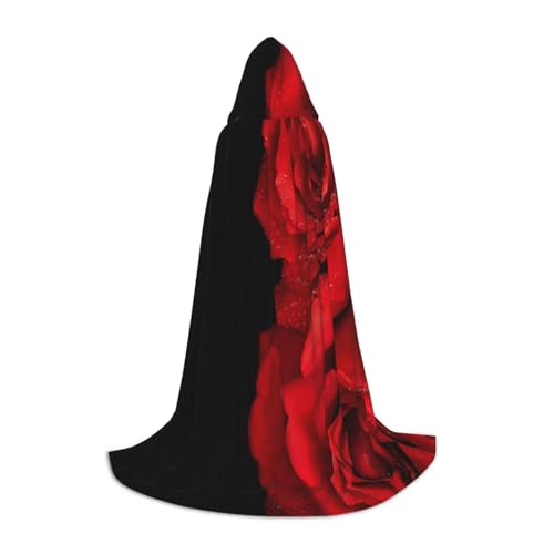 ASEELO Kapuzenumhang für Jugendliche Rote Rose Halloween Kapuzenumhang Umhang Cosplay Verkleidung Kostüm für Halloween Weihnachten Kostüm Party L von ASEELO