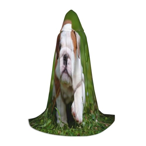 ASEELO Kapuzenumhang für Teenager Englische Bulldogge Halloween Kapuzenumhang Umhang Cosplay Kostüm für Halloween Weihnachten Kostüm Party S von ASEELO