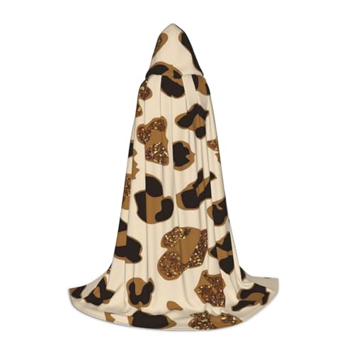 Kapuzenumhang für Teenager Tier Leopard Halloween Kapuzenumhang Umhang Cosplay Verkleidung Kostüm für Halloween Weihnachten Kostüm Party S von ASEELO