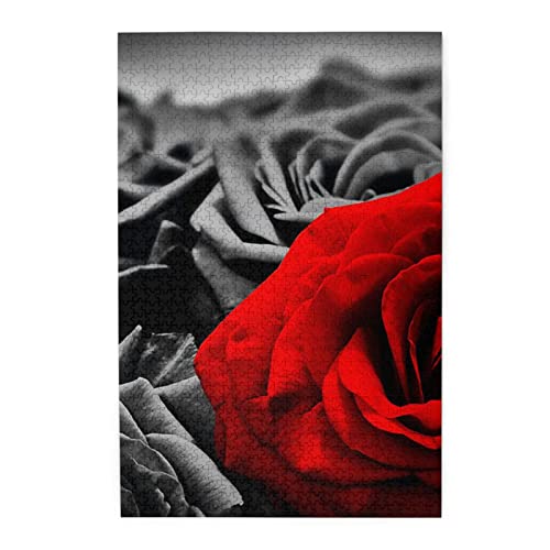 Schwarz-weiße und rote Rosen-Puzzles sind geeignet für Erwachsene und Jungen und Mädchen. 1000-teiliges Puzzle von ASEELO