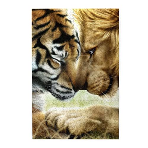 Tiger und Löwe Puzzles sind geeignet für Erwachsene und Jungen und Mädchen. 1000-teiliges Puzzle von ASEELO