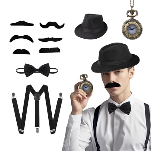 ASFWAGQ 20er Jahre Herren Accessoires Faschingskostüm Zubehör Herren Rockabilly Outfit 1920s Kostüm für Karneval Halloween Partys von ASFWAGQ