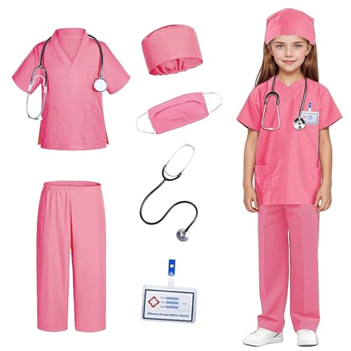 Arzt-Kostüm Krankenschwester Peelings mit Zubehör Halloween Cosplay Verkleiden Arzt Spielset für Jungen und Mädchen von ASFWAGQ