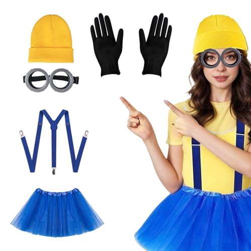 Karneval Kostüm Damen Kostüm Cosplay Kinder Enthalten Goggles Hut Handschuhe Blaues Kleid Party Kostüm Mütze Cosplay Steampunk Brille Handschuhe Karneval Kostüm für Karneval Fasching Halloween von ASFWAGQ