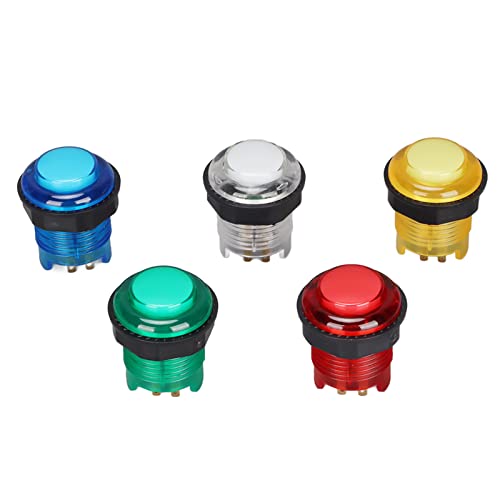 5 Stück Arcade-Tasten, Arcade DIY Push Button Arcade Joystick Spielkonsole 5 Farben Tasten, LED-beleuchtete Drucktasten für Spielautomaten, Plug-and-Play(5V) von ASHATA