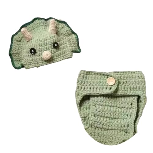 ASHLUYAK Bequemes Strickendes Wollkostüm Neugeborene Requisiten Hose Passender Häkelmütze Baby Fotografie Requisiten von ASHLUYAK