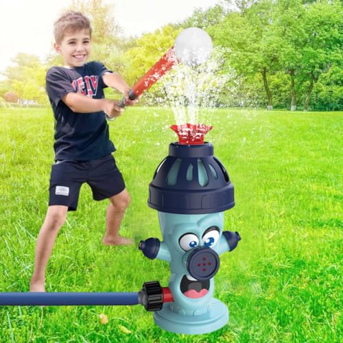 ASIEIT Wassersprinkler-Baseballspielzeug für Kinder, niedliches Feuersprinkler-Wasserspielzeug für Kinder mit Baseballspielset, Wassersprühsprinkler für Jungen und Mädchen, Sommer-Hinterhof- von ASIEIT