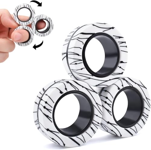 ASIOWELY Magnetische Ringe Fidget Toys Set,3 PCS Fidget Toys Erwachsene für Anti Stress adhs Spielzeug,Fidget Spinner Fingerring Ring für Kinder Teenager, 8+ Jahr Alten Jungen von ASIOWELY