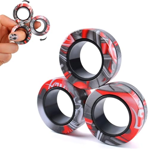 ASIOWELY Magnetische Ringe ADHS Spielzeug Fidget Toys Set,3 PCS Oster Erwachsene für Anti Stress Spinner Fingerring Ring für Kinder Teenager Geschenke für 8+ Jahr Alten Jungen von ASIOWELY