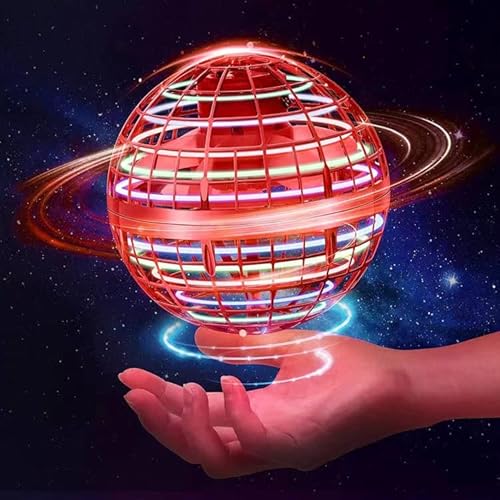 Hover Fliegender Ball,Magic Spinner Ball RGB Licht Flying Ball, Hover Ball Mini Drohne Für Kinder Fliegendes Spielzeug, Flying Orb Schwebender Ball Geschenke Für Jungen Mädchen Indoor Outdoor (Rot) von ASORT