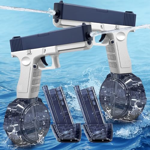 Wasserpistole Elektrisch (2Pcs), Vollautomatische Splasher für Kinder und Erwachsene, Aqua Powered Water Gun Blaster, 434CC + 58CC Kapazität Sommer Spielzeug für Sommer Draussen Pool Strand Party von ASORT