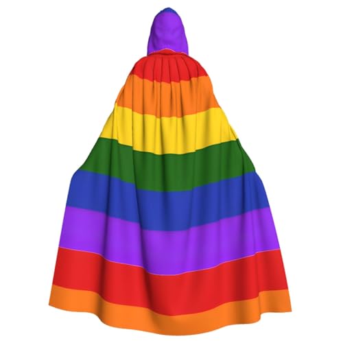 ASPOIJHN Kapuzenumhang mit Regenbogen-Flagge, geheimnisvoller Kapuzenumhang für Halloween, Kostümparty, Weihnachten, Cosplay von ASPOIJHN