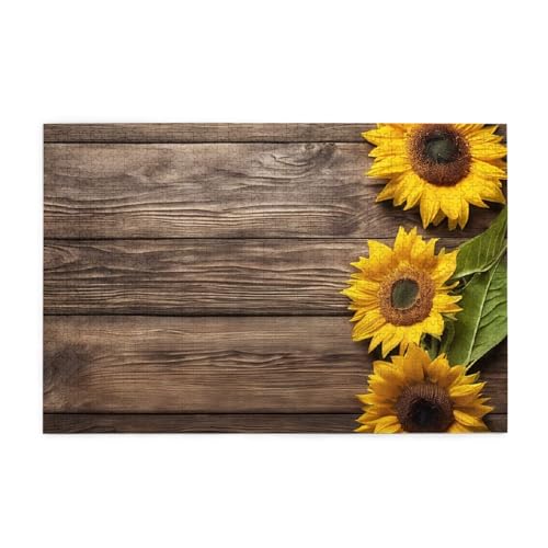 Holz-Puzzle, 1000 Teile, herausforderndes Bilderpuzzle, bestes Geschenk für Erwachsene, 75 x 50 cm (Pflanzenmotiv Sonnenblume) von ASPOIJHN