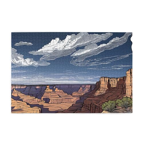 Holzpuzzle, 1000 Teile, herausforderndes Bilderpuzzle, bestes Geschenk für Erwachsene, 75 x 50 cm (Grand Canyon) von ASPOIJHN