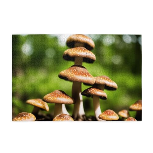 Holzpuzzle, 1000 Teile, herausforderndes Bilderpuzzle, bestes Geschenk für Erwachsene, 75 x 50 cm (Pilz) von ASPOIJHN