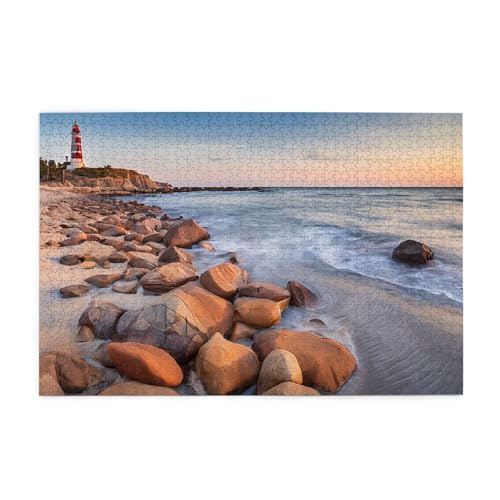 Holzpuzzle, 1000 Teile, herausforderndes Bilderpuzzle, bestes Geschenk für Erwachsene, 75 x 50 cm (Strand, Maui, Hawaii, Sonnenuntergang, Meer, Wellen, Wolken) von ASPOIJHN