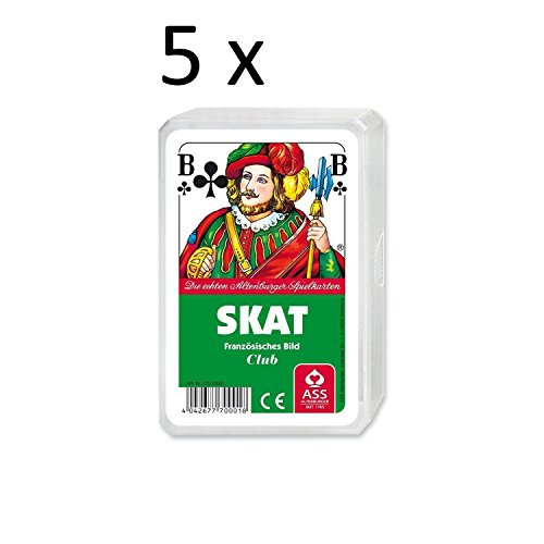 Ass Altenburger Spielkarten Skat Französisches Bild, Blatt im Plastiketui, 5er Pack von ASS